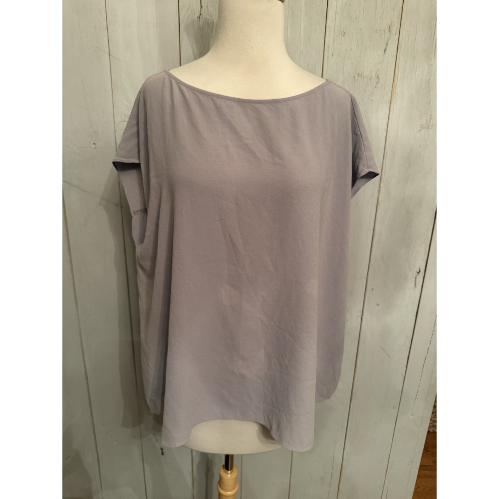 Eileen Fisher Silk Boxy Blouse Top misty lilac Tunic Pull Over New 268$ Lg - Picture 2 of 13